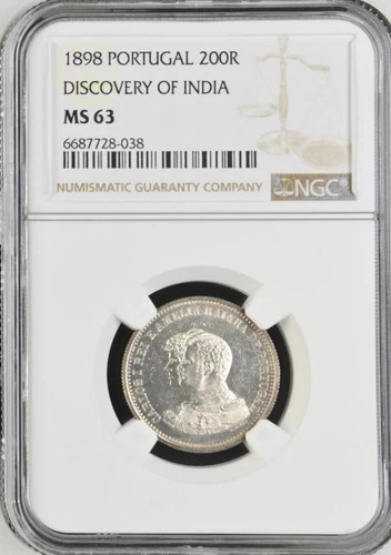 Portugal 200 Reis 1898 Discovery of India NGC MS 63