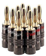 Banana Plugs 5 Pairs / 10 pcs, Closed Screw 24K Gold Plated Speaker Plug Conn...