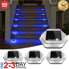 4 Pack Waterproof Solar Driveway Lights, Blue LED Dock & Deck Lights For Outdoor