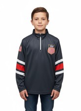 USA Hockey Shield Logo Official Navy Youth 1/4 Zip Pullover