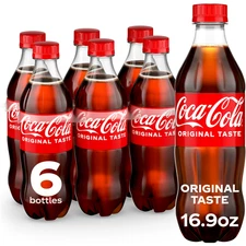 Coca-Cola Classic Soda Pop, 16.9 fl oz Bottles, 6 Pack