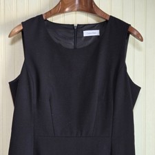 Calvin Klein Dress Womens 10 Black Sleeveless Sheath Knee Length Lined Classic
