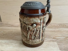 old german beer stein - postwar Gerz , mining theme