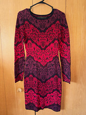 Indication Women's S Red/Black Geometric Knit Sweater Dress