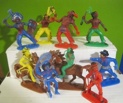 HOEFLER GERMAN MADE FRONTIER INDIAN COWBOY HORSE MARX 60MM PLASTIC TOY SOLDIERS