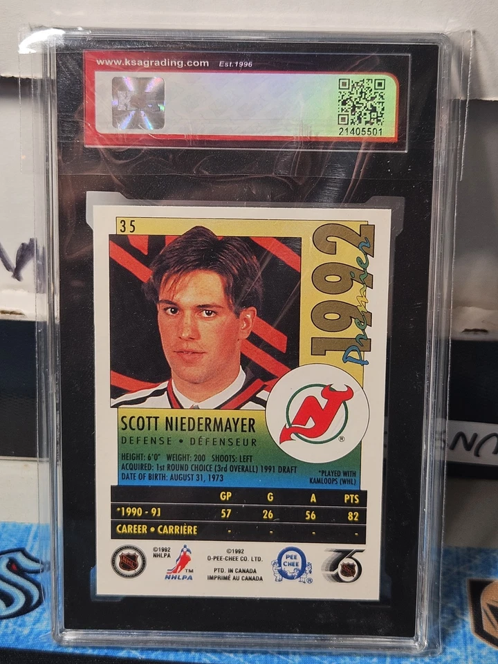 91-92 O-Pee-Chee Premier Scott Niedermayer novato 🚨🚨🚨 KSA 9,5 casi gema como nuevo Foto 2 de 2