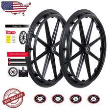 Heavy Duty 24 Inch Wheelchair Wheels - Puncture Proof, Shock Absorbing, Pair