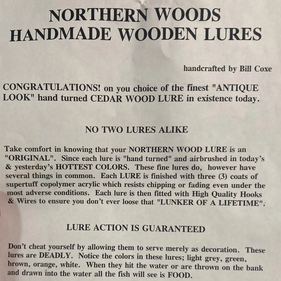 Handcrafted Cedar Wood Topwater Bass Pike Fishing Lure • 1/2 oz • 5"  - Image 2 of 4