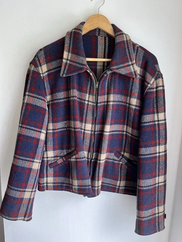 1940s Vintage WW2 Sportclad Plaid Cinch-Back Short Wool Jacket Antique Workwear - Picture 3 of 24
