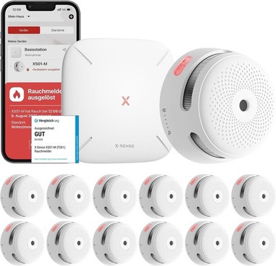 X-Sense Smart Rauchmelder Set XS01-M mit SBS50 Basisstation, TÜV-Zertifiziert