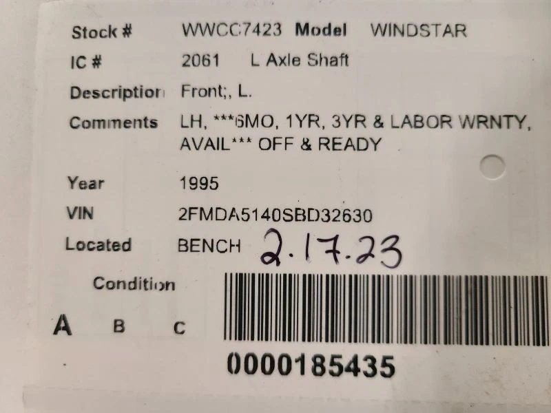 发球杆左轴轴前部适合 95 WINDSTAR 1675141 — 第 4/4 张图片