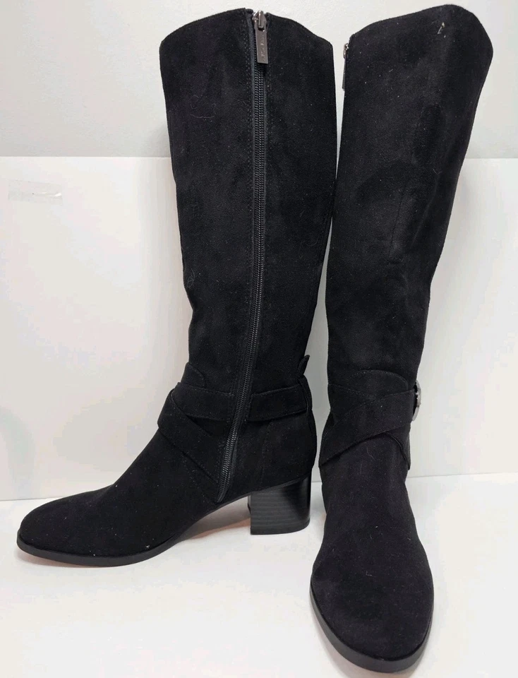 Botas de pantorrilla Anne Klein para mujer AKMAIA hasta la rodilla imitación gamuza regulares negras talla 7,5 Foto 4 de 4