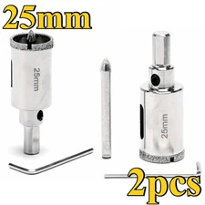 2Pcs 25mm Diamond Hole Saw Tile 1 inch Masonry Drill Bit Center Pilot for Stone