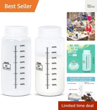 17oz/500ml Wide Mouth Plastic Bottles with Airtight Lids, Graduated Food Grad...