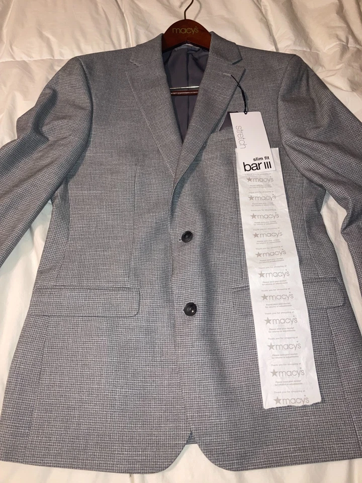 Lot of 2 --Bar III  Blazers/Sport Coats 38R Grey Plaid and Navy Corduroy - Image 4 of 4
