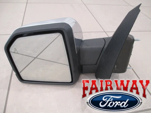 15 thru 18 F-150 OEM Ford Heat Signal Pwr Fold BLIS Mem Chrome LH Driver Mirror