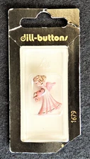 (1) Pink Angel Button Full Metal 1" (25mm) Dill-Buttons of America #1679