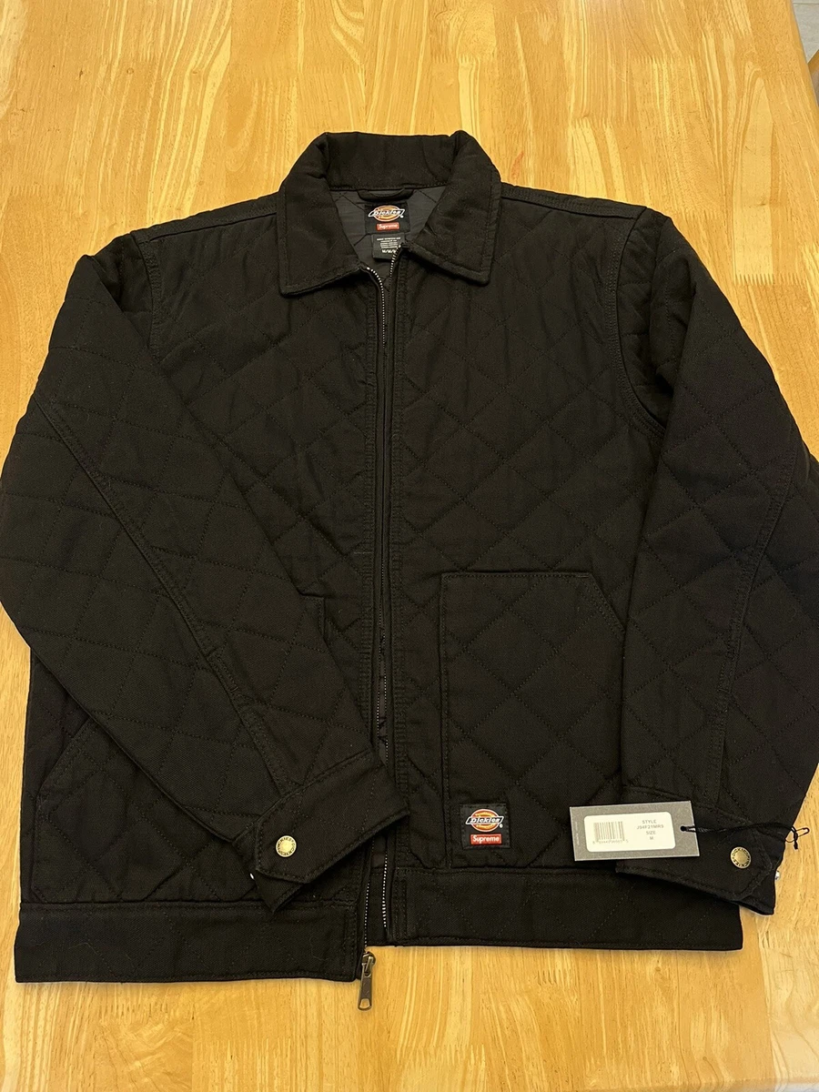 Supreme Dickies Quilted Work Jacket Black Medium with supreme sticker