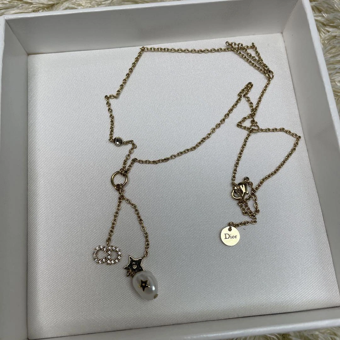 Dior Cd Fake Pearl Star Design Necklace