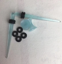 4pc Blue 8G (3.2mm) Tapers Tunnels Gauges Set Ear Stretching Expanding Kit
