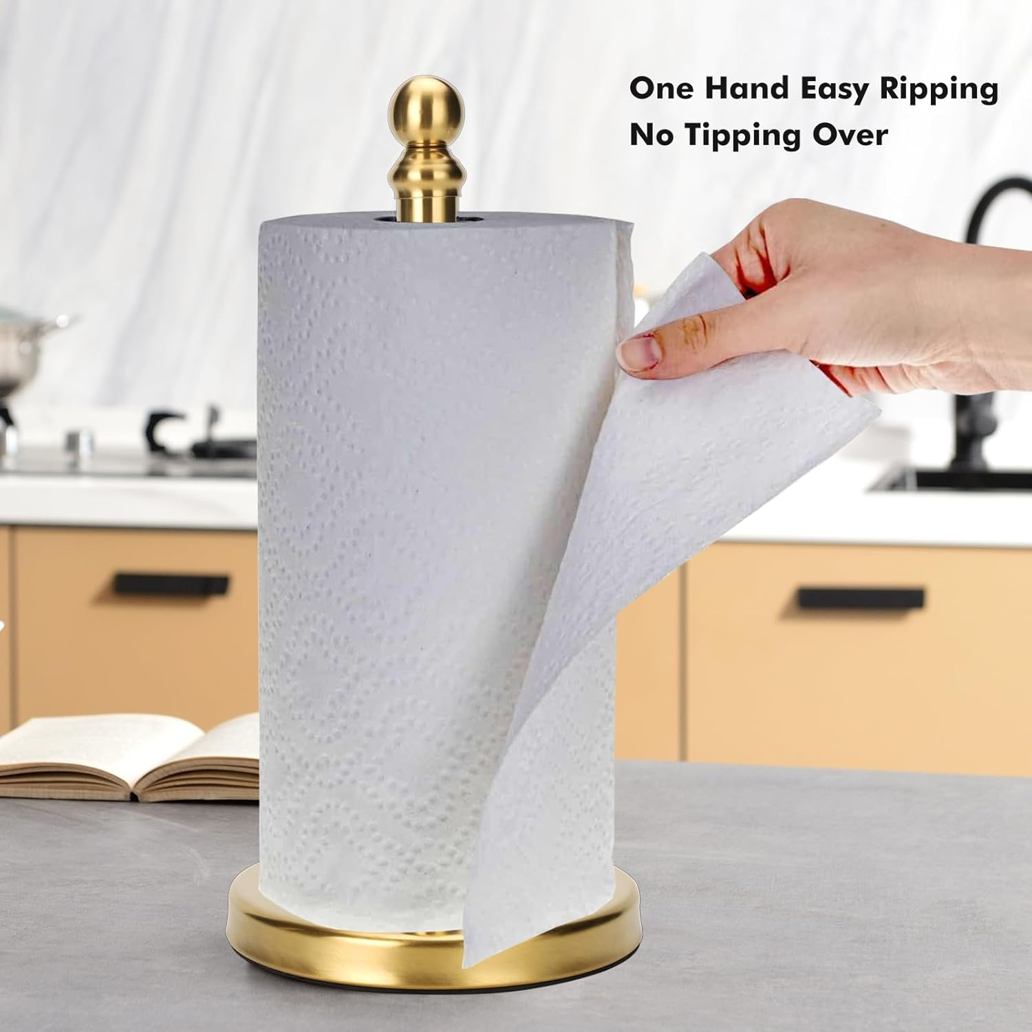 Gold Paper Towel Holder Countertop, Standing Paper Towel Roll Holder