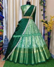 Kanjiveram Gold Zari Combination Silk Lehanga with Blouse along with Duppta  