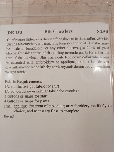 Doll Emporium DE153 BIB CRAWLERS with Shirt Premie-size Boy Pattern 90s - Picture 5 of 5