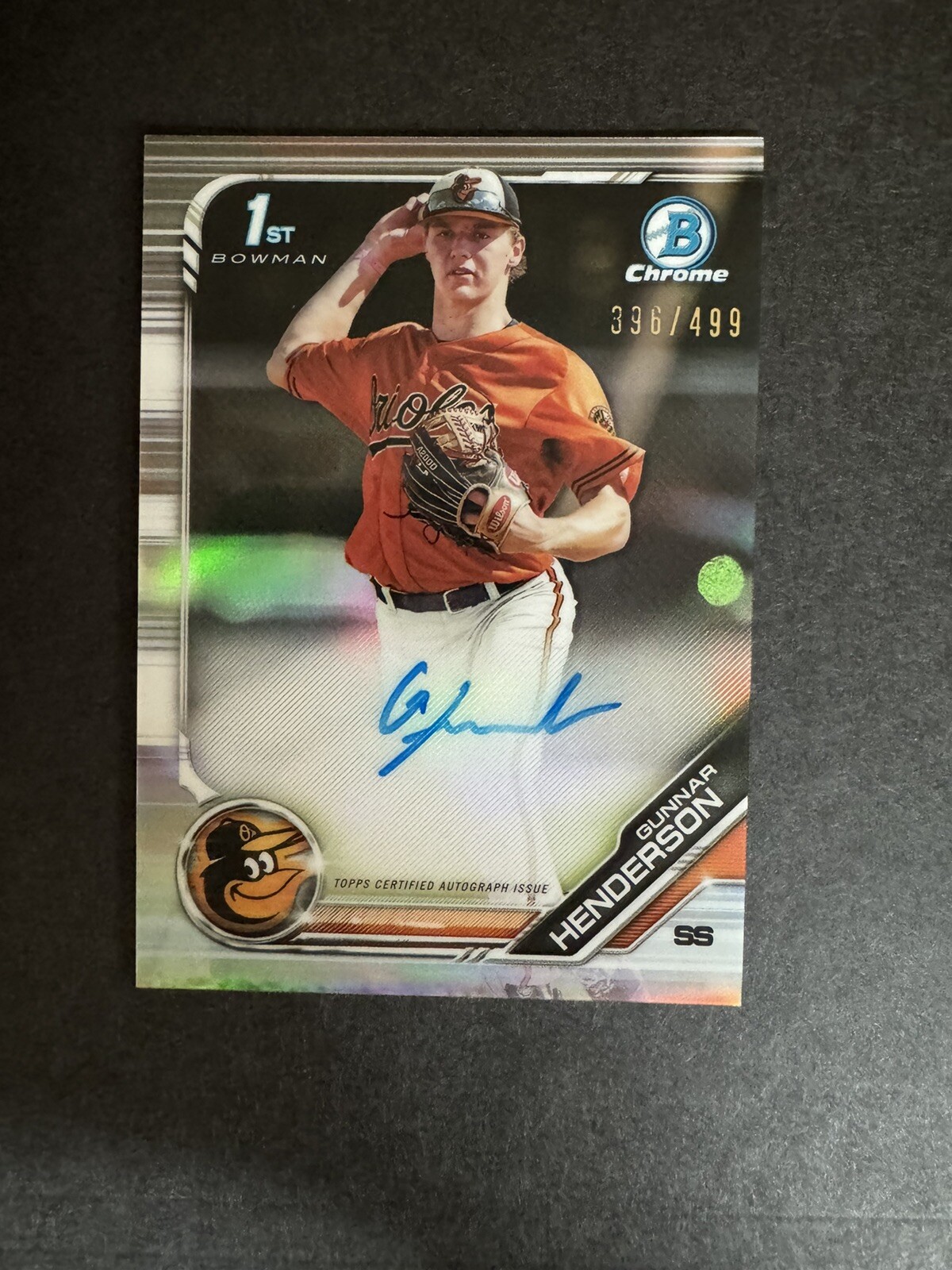 GUNNAR Henderson 2019 Bowman Chrome REFRACTOR Auto RC /499 Sharp Corners