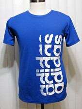 Adidas Spell Out Bright Blue Polyester T Shirt Kid's Size L 14-16