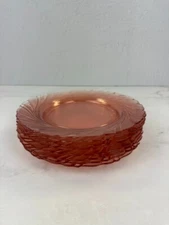 Vintage Vereco France Duralex Rivage Pink Swirl Pattern Plates 9'' Set of 8