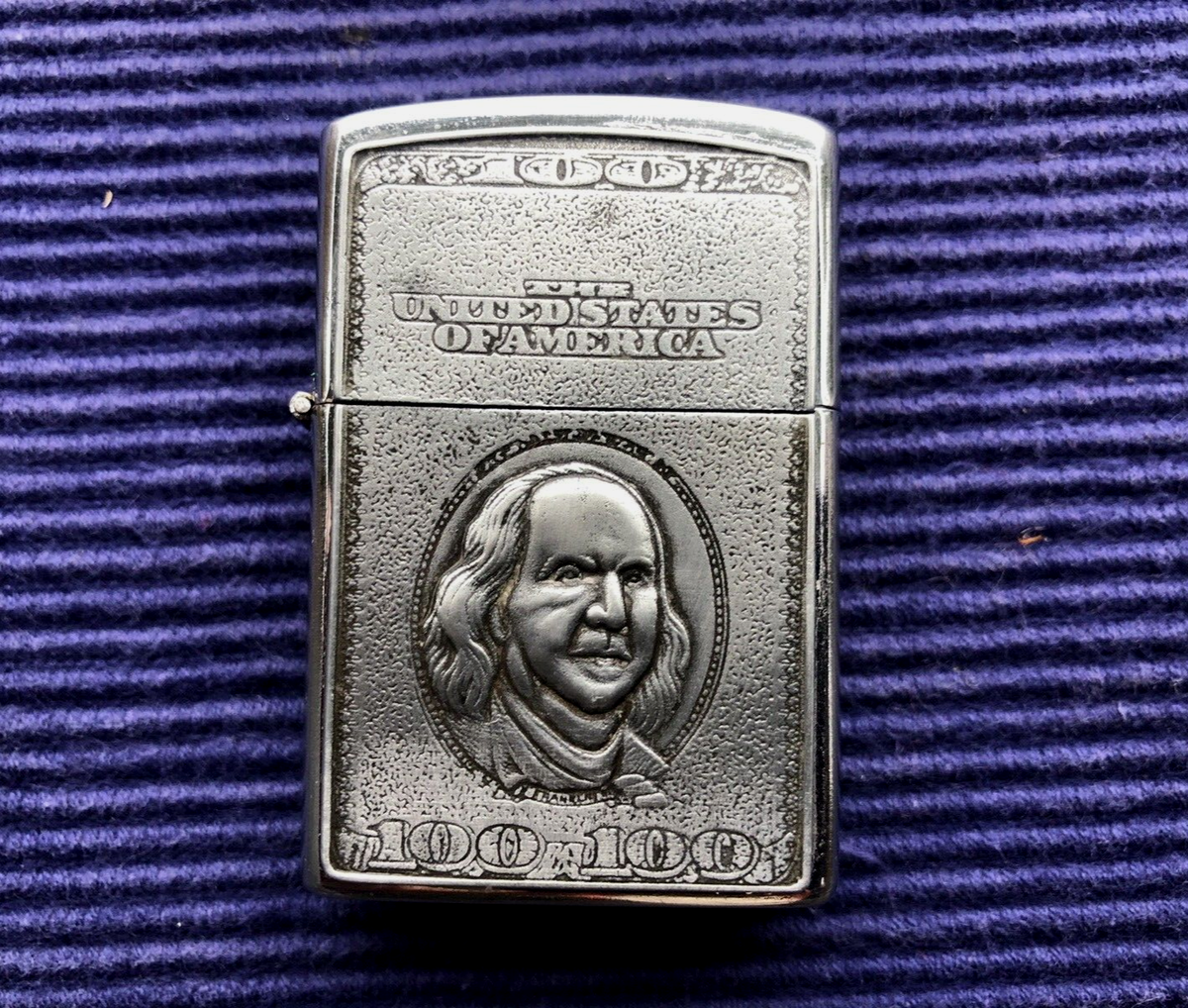 VINTAGE lighter Petrol J Zippo X Benjamin Franklin BRADFORD.PA