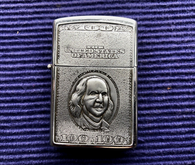 VINTAGE lighter Petrol J Zippo X Benjamin Franklin BRADFORD.PA
