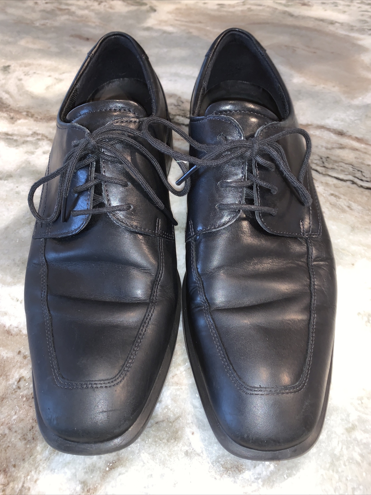 SAOLA ECCO scarpe eleganti Oxford in pelle nera punta quadrata uomo taglia US 9 EU 43 EUC
