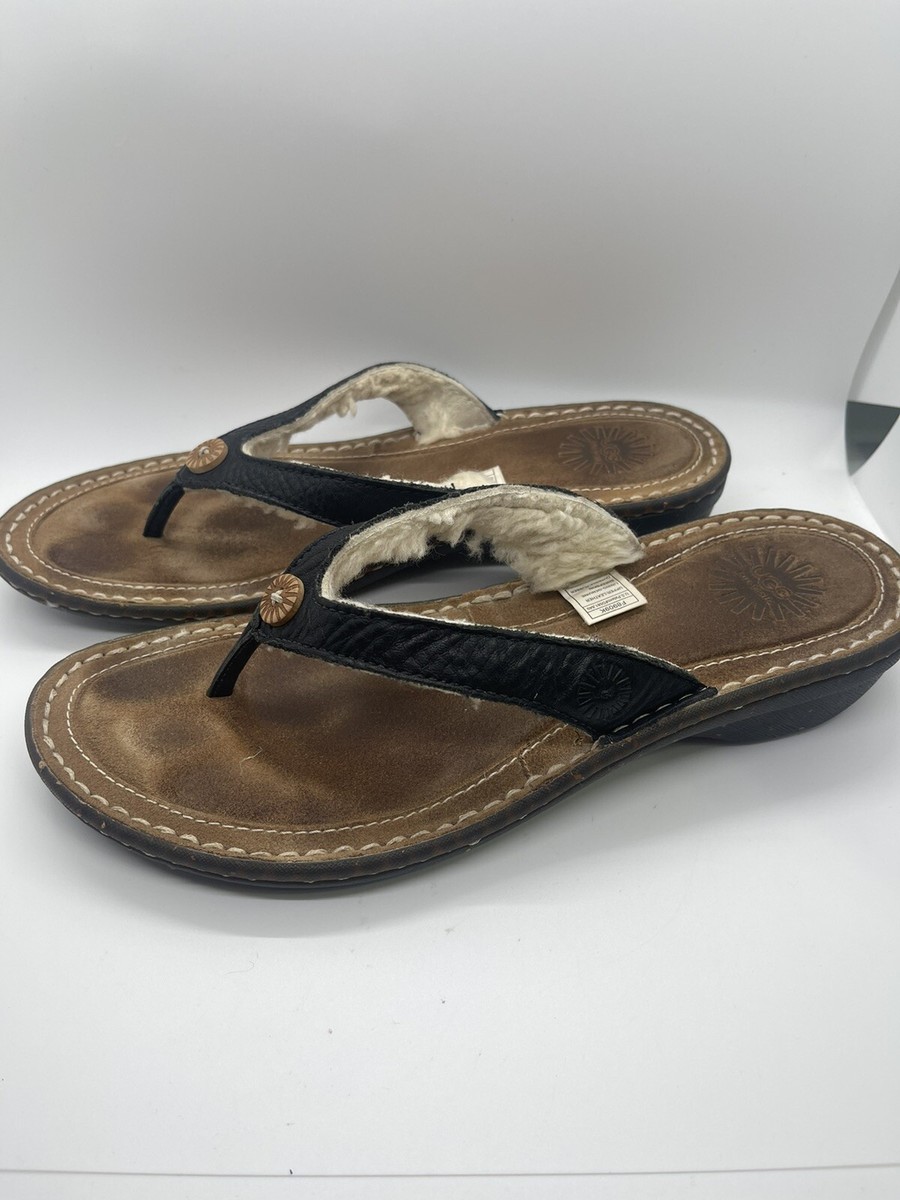 UGG Australia Women Sandals 1791 Shearling Button Flip Flops Size