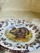Spode Woodland Turkey Lunch Dessert Plates Coated Paper 8 Count Thanksgiving