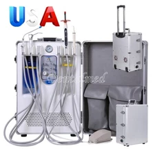 Portable Dental Delivery Unit Air Compressor Turbine Suction Rolling Case 4Holes