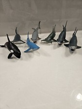 Lot Of 7 Plastic Sharks Ocean Animal Toys Bath Nature Fish Party Favors NEW