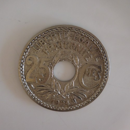 Médaille sous-verre pièce Medal coaster coin 25 centimes 1924 France - Picture 6 of 12