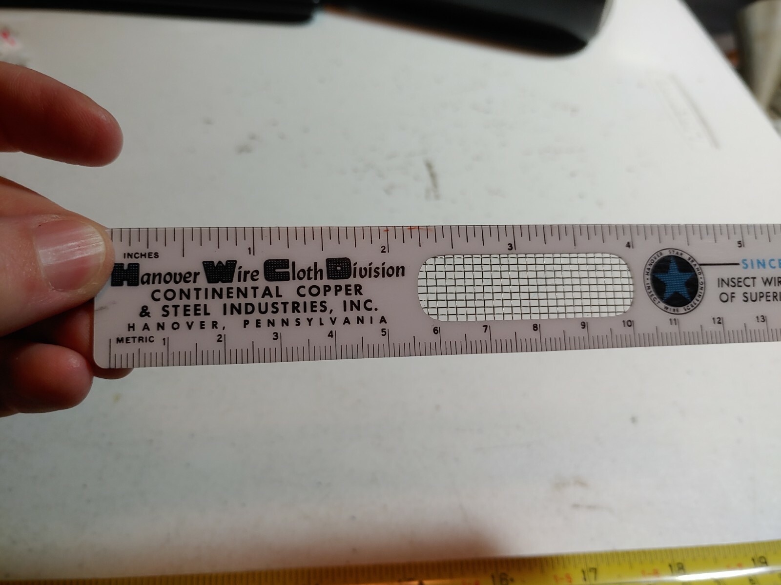 Vtg Hanover PA Wire Cloth Division Continental Copper & Steel Industries Ruler