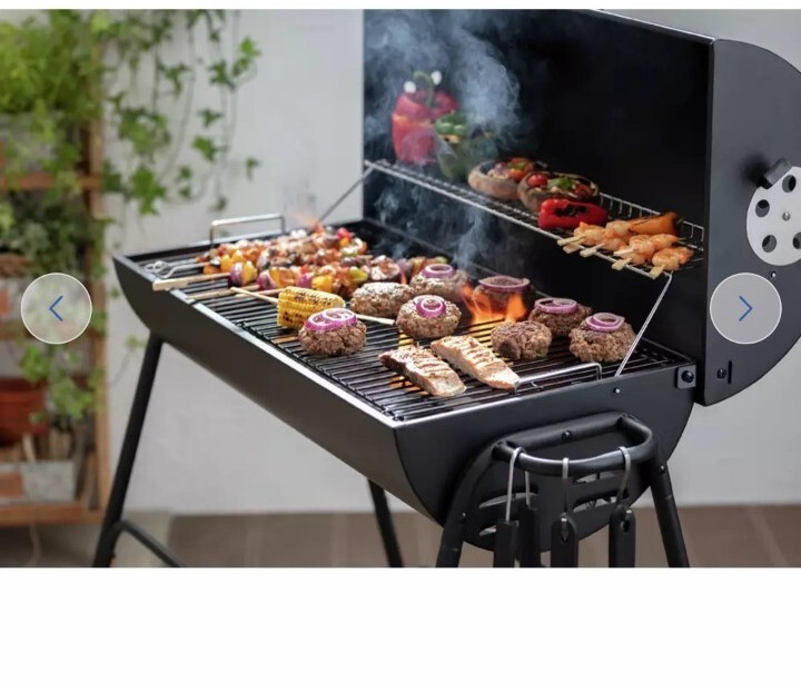 Home Charcoal Oil Drum BBQ with Utensils and Cover Black (598/1887