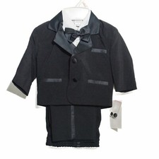 Formal Boys 5-pc Black Outfit and Suits Set Pants Jacket Formal Events S 12M NWT
