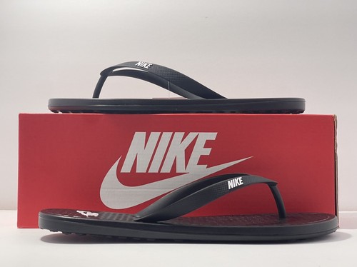 nike men's on deck flip flops black black white