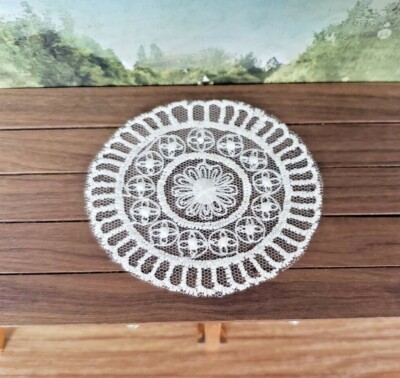 Large intricate lace doilie table mat centre 1:12th dolls house dressing  DH11 | eBay UK