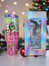 Grinch Boujee 40 Oz Tumbler - Stainless Steel W/Handle Grinchmas Squad