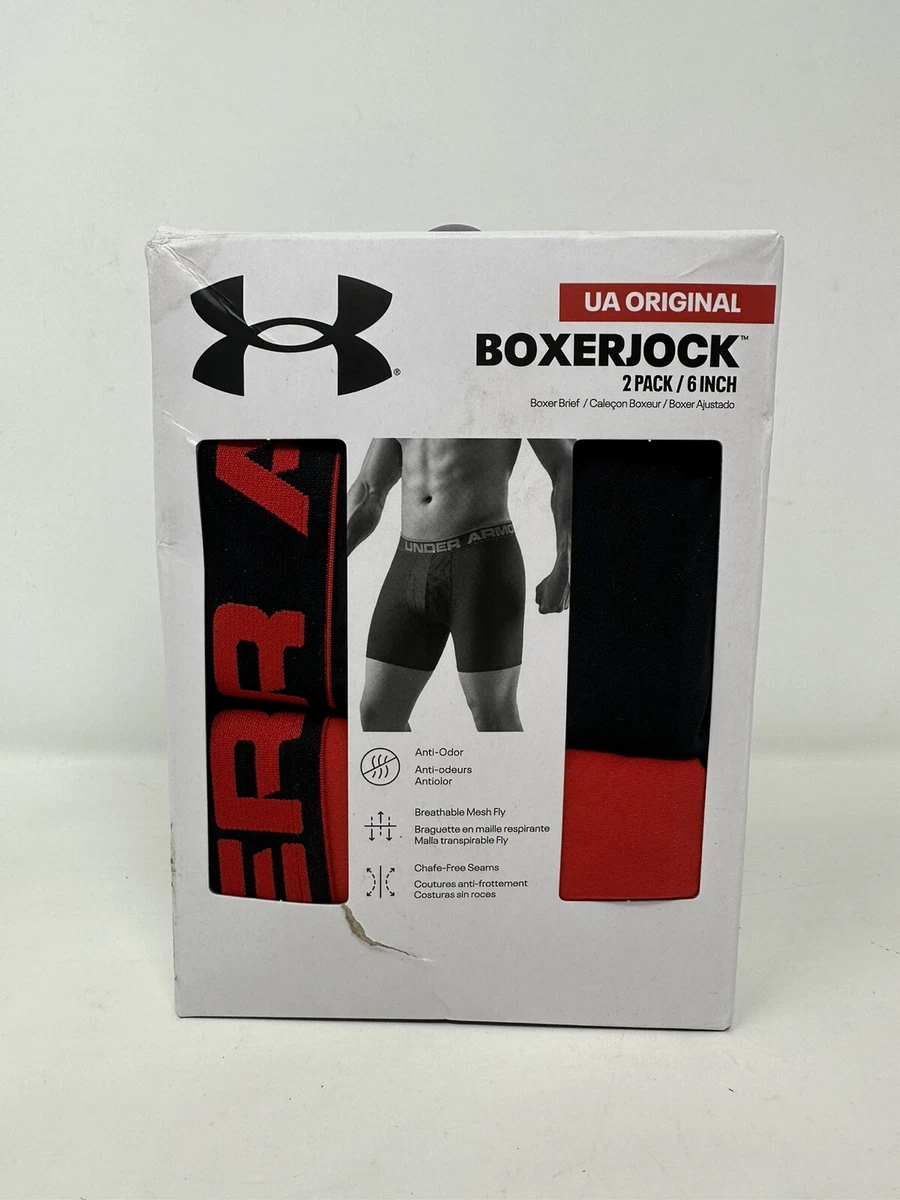 Under Armour Boxerjock Boxer Briefs 2 Pack 6” Inseam Men’s 2XL Red & Black  New