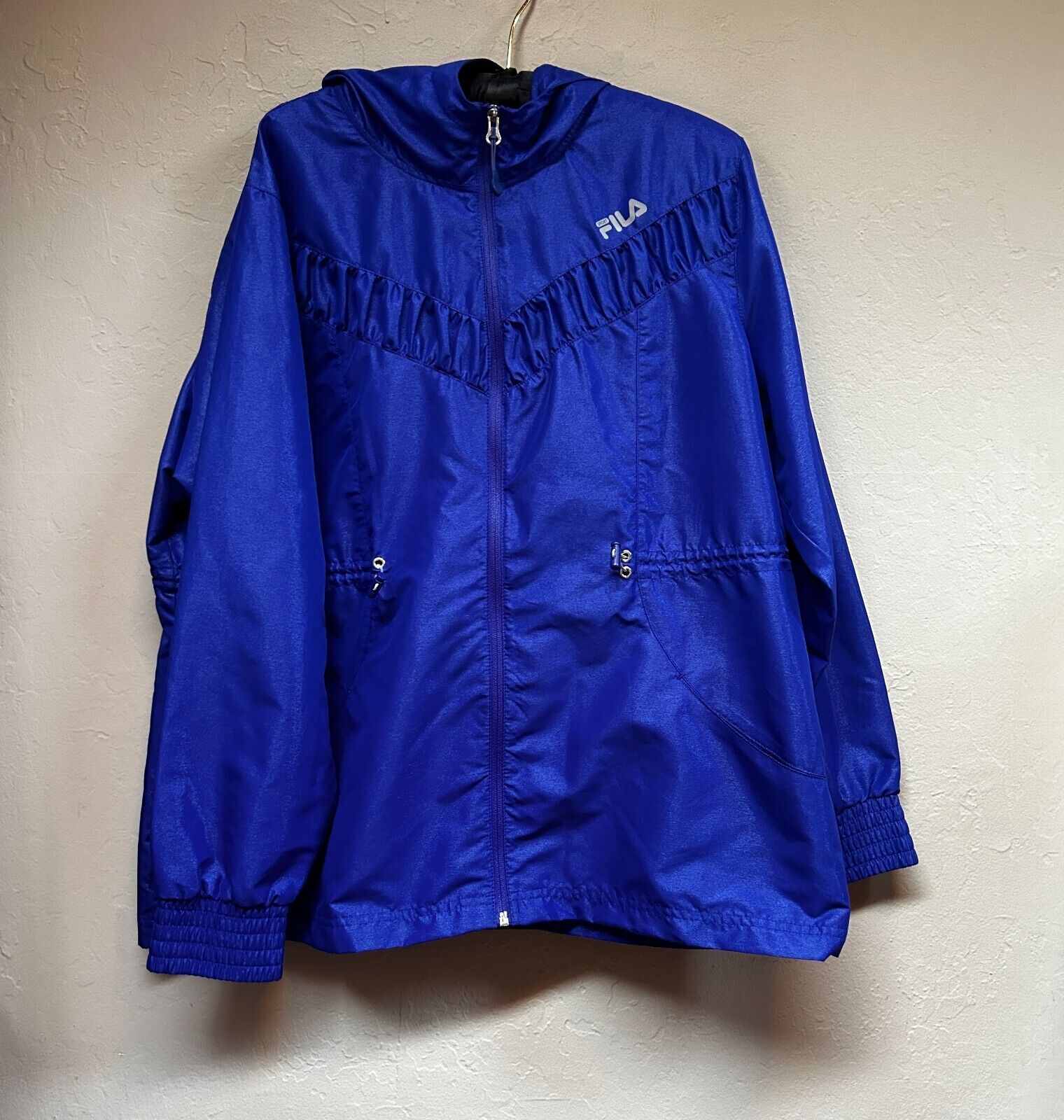 Giacca a vento donna Fila Anorak maglia full zip con cappuccio blu royal taglia XL