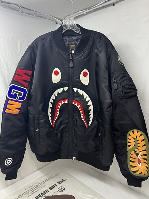 A Bathing Ape Bape Shark MA-1 Flight Jacket Size XXL 100% Authentic RARE  