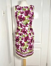 London Times Floral Sheath Dress UK 8 Pink Green Pencil Wedding Races Cruise  