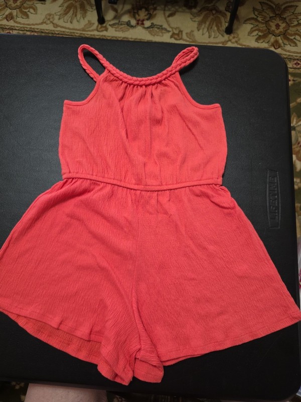 Girls Sz 4-5 One Piece Braided Neck Strap 1pc Romper