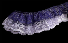 purple/lavender 1 3/4 Inch wide DOUBLE Ruffle Candlewick Lace price per yard